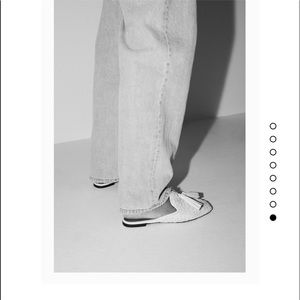 Zara Cream/Ecru Basketweave Square Toe Mule Flats SZ 39